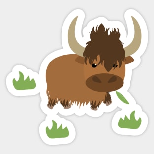 Yak Eating Grass Sticker